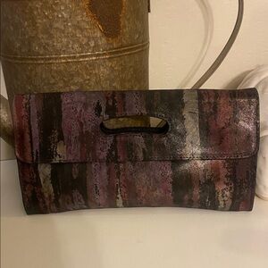 BNWNT CoFi Leather Deeva multi color metallic Clutch